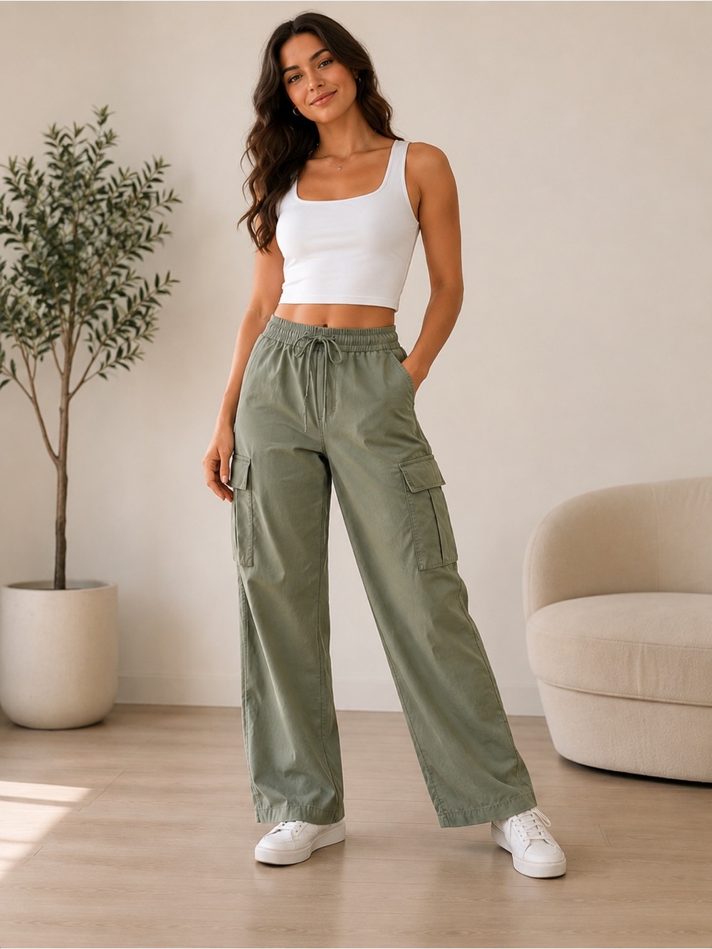 BALEAF Olive Green Cargo Jogger Pants – Women’s Large